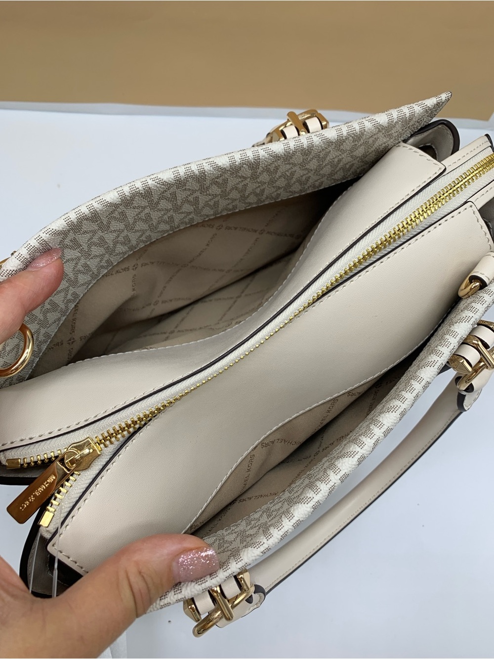 Michael Kors Marilyn Medium Embellished Signature Logo Satchel - Picture 6 of 14